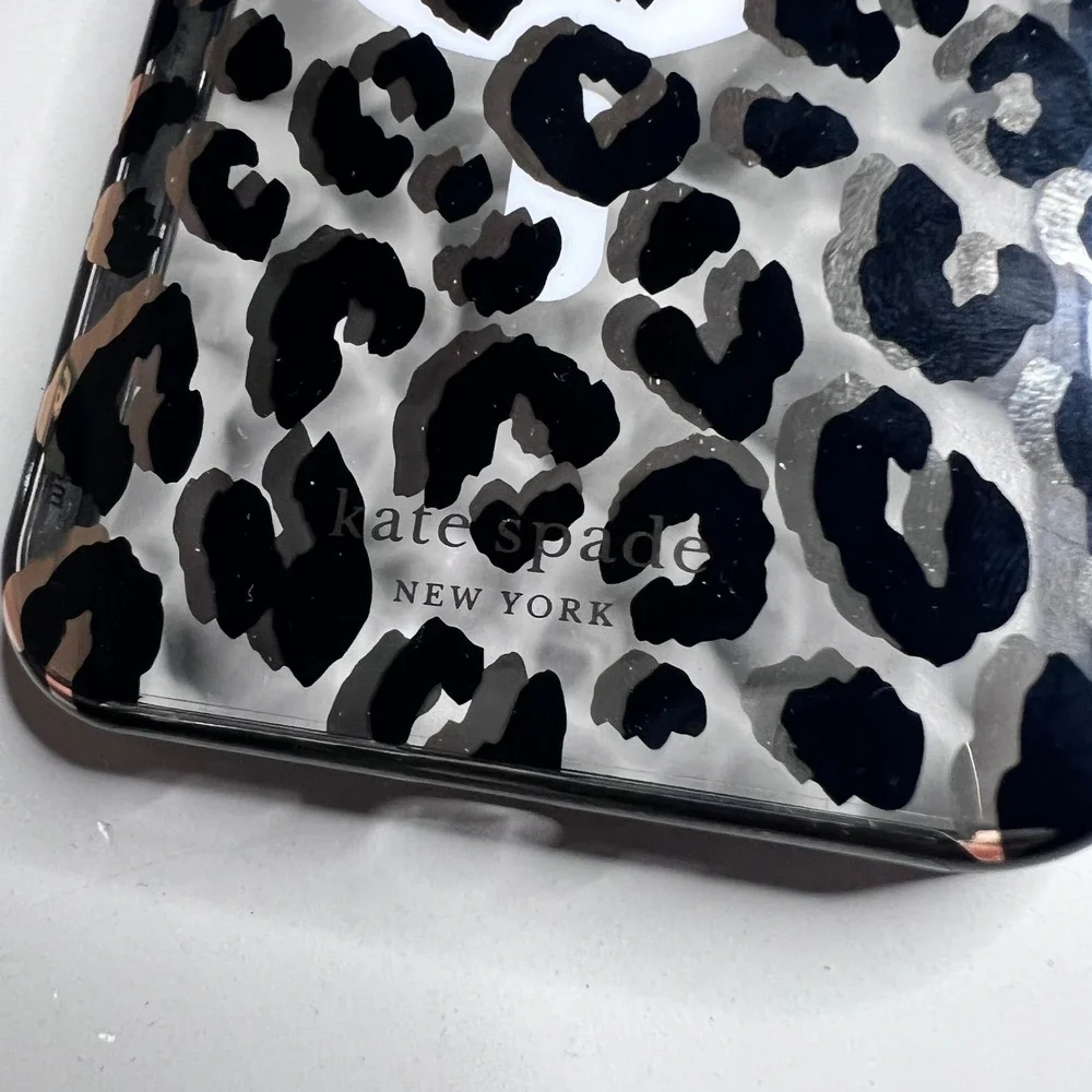 Kate Spade iPhone 14‎ Pro Max Case Leopard Print MagSafe Clear Black Grey